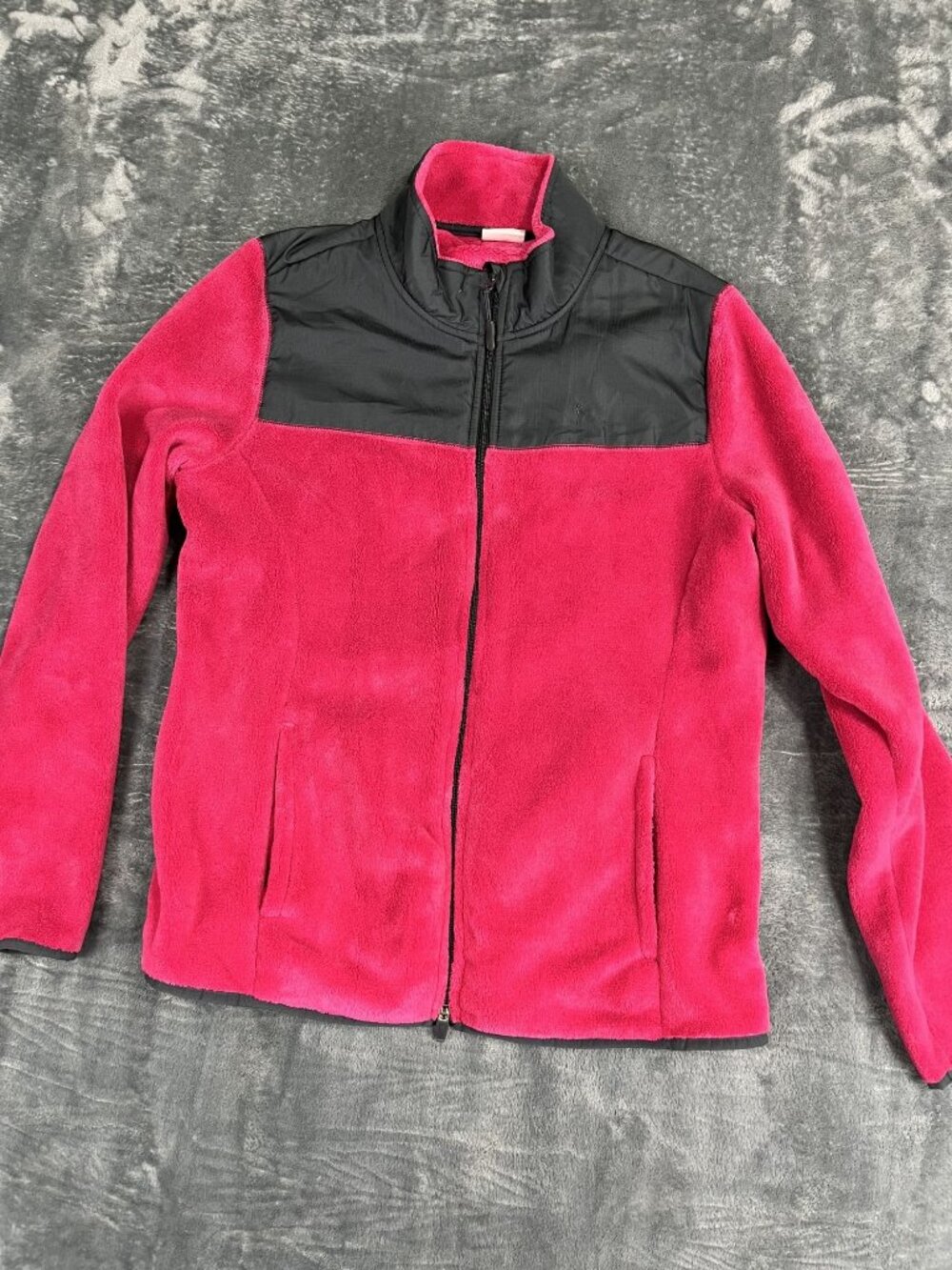 Danskin Now Womens Zip-Up Fleece Jacket Pink & Black Size XXL
